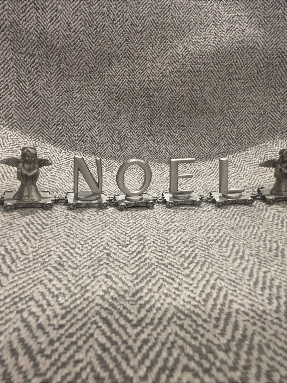 Vintage Fort Pewter NOEL Christmas Train Decor